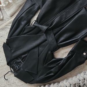 ASOS Design Belted Textured Extreme Sleeve Leather-look Jacket